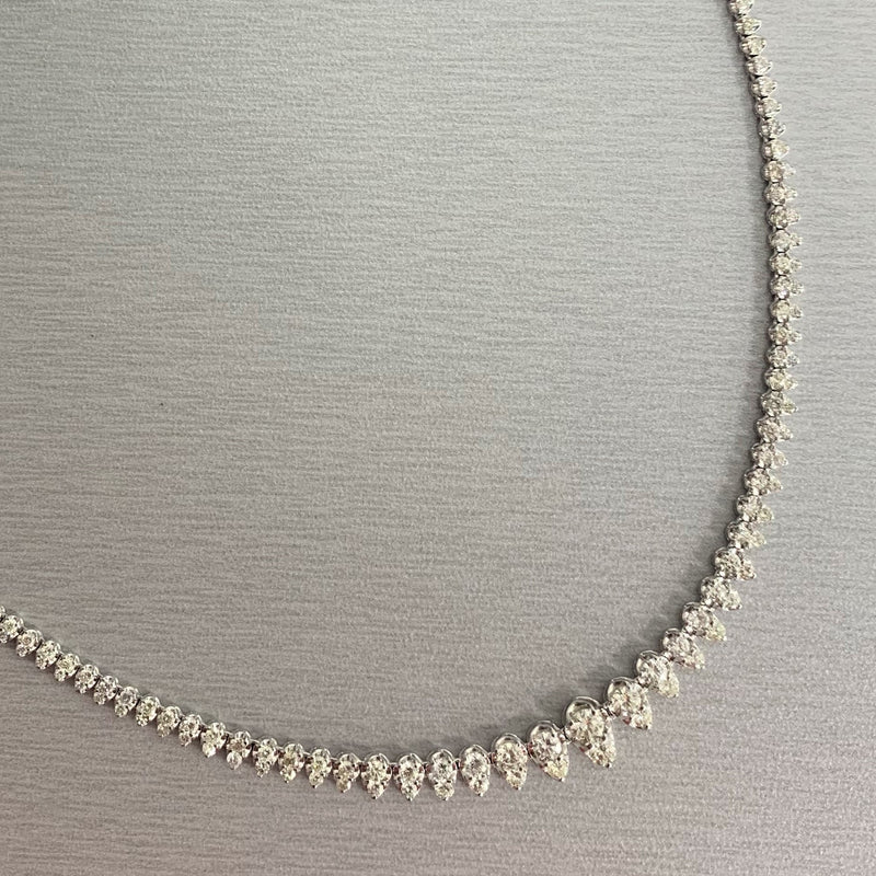 Graduated Pears Tennis Necklace (5.15 Diamonds) in White Gold