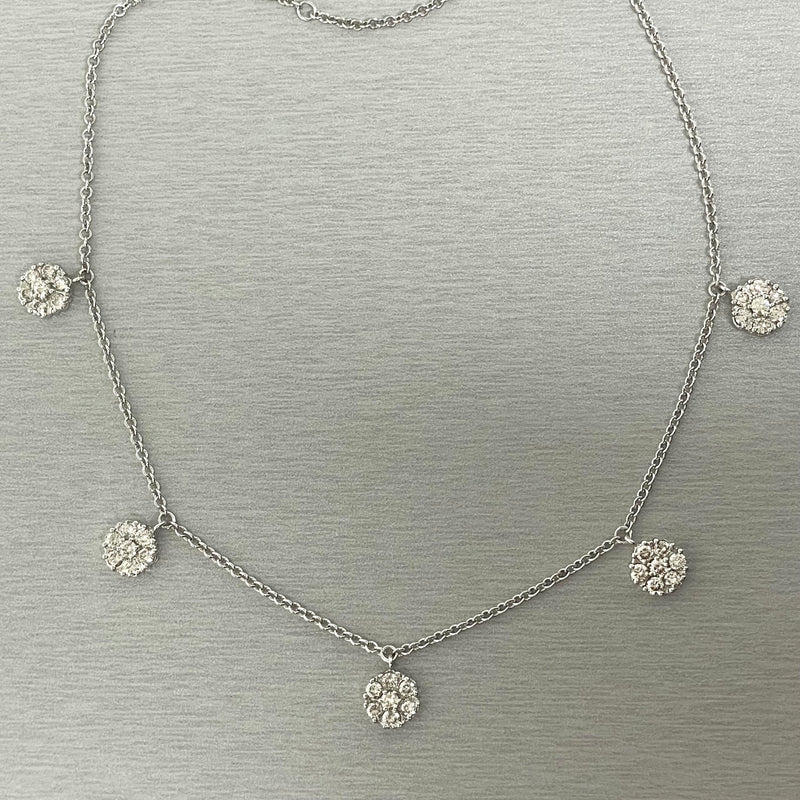 Beauvince Flower Diamond Pendant Necklace (2.00 ct Diamonds) in White Gold