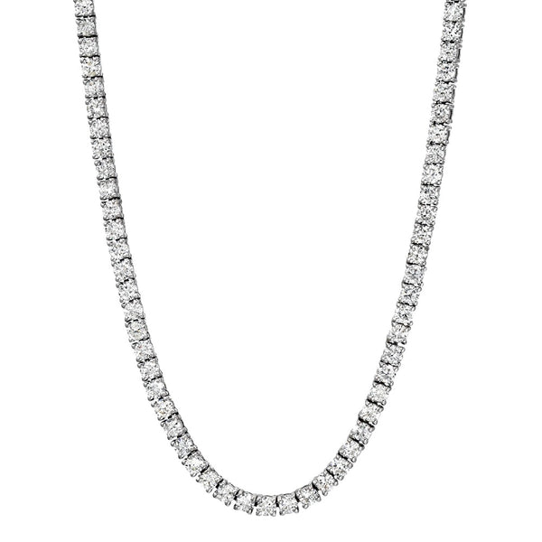 Tennis Necklace (10.02 ct GH VVS-VS Diamonds) in 18K White Gold
