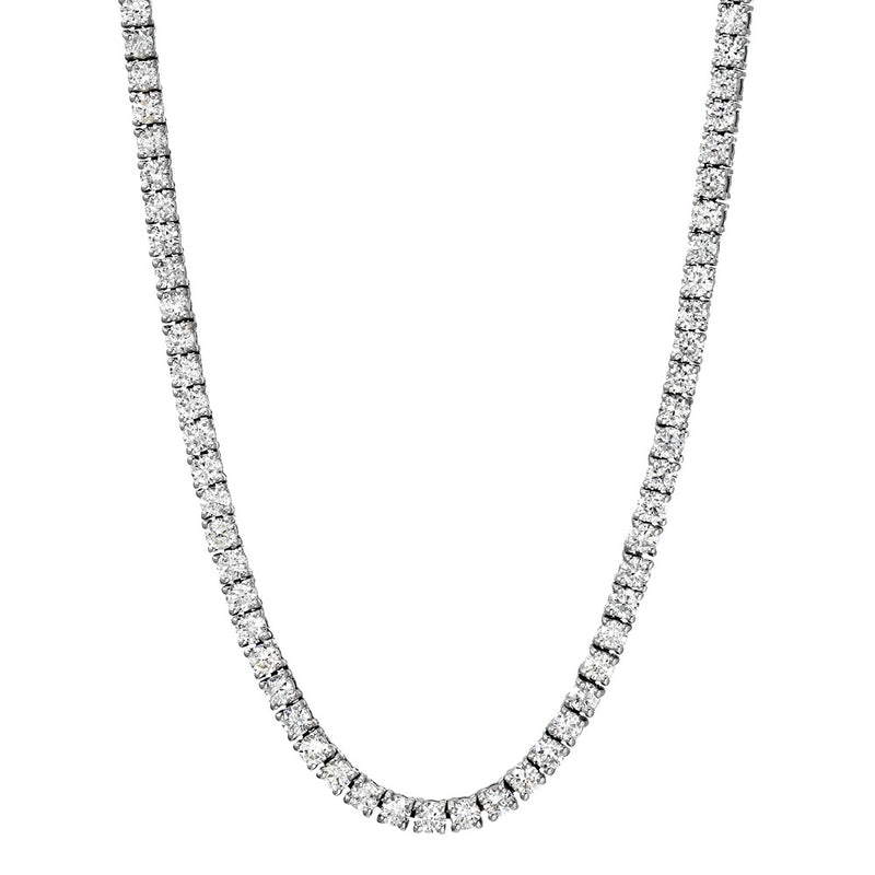 Tennis Necklace (10.02 ct GH VVS-VS Diamonds) in 18K White Gold