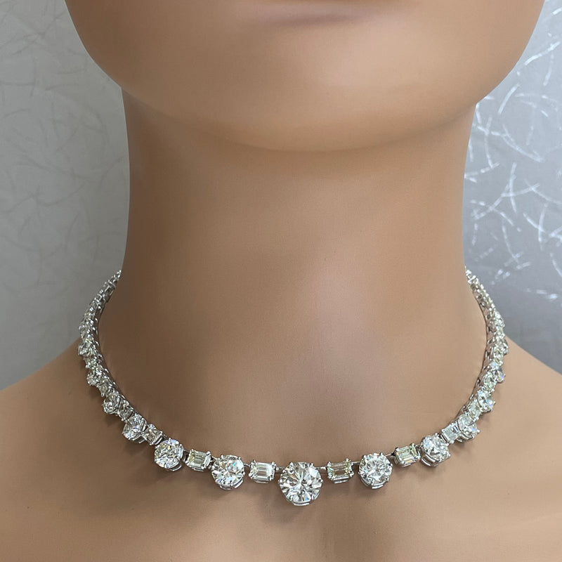 Queen Solitaire Necklace (38.05 ct Diamonds) in White Gold