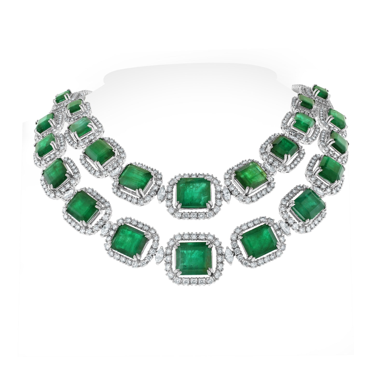 Renee Emerald Diamond Necklace ct Gemstones) in White
