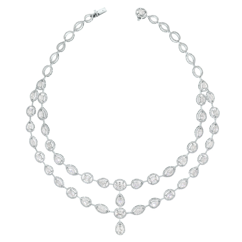Tara Diamond Necklace & Earrings Suite (31.33 ct Diamonds) in White Gold