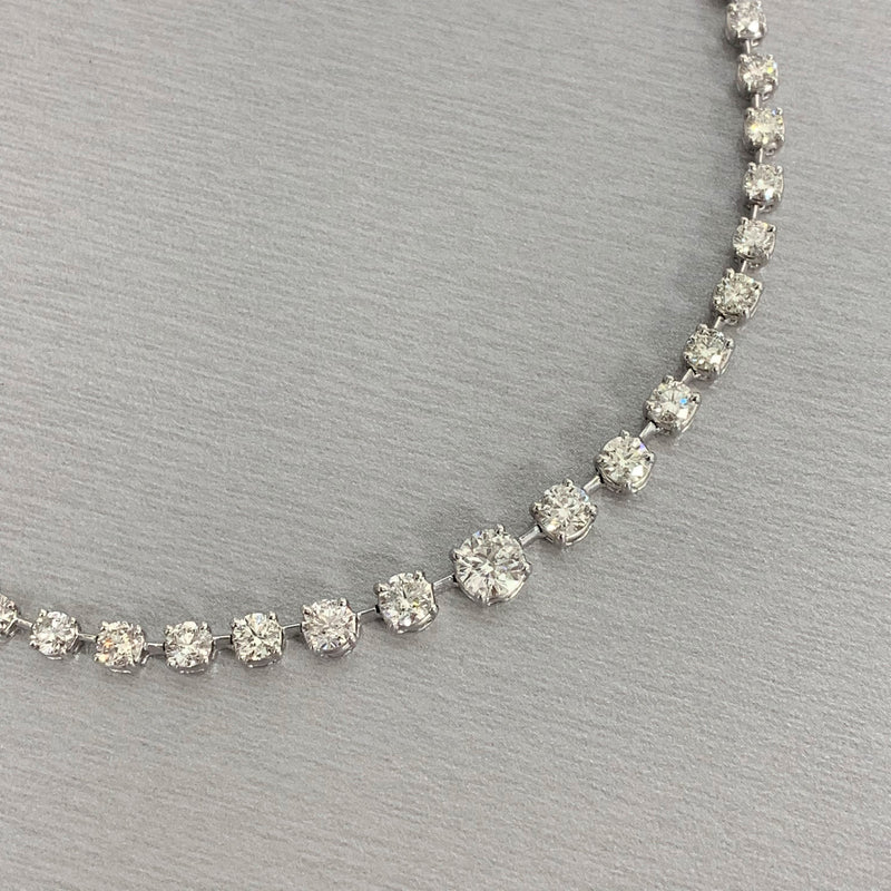 Graduated Space Riviera Tennis Necklace (14.76 ct Diamonds) in Platinum