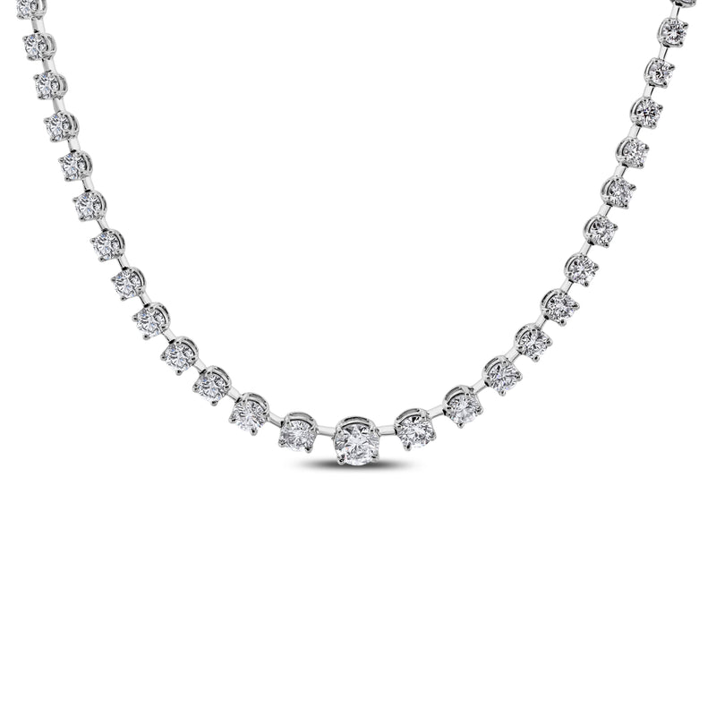 Graduated Space Riviera Tennis Necklace (14.76 ct Diamonds) in Platinum