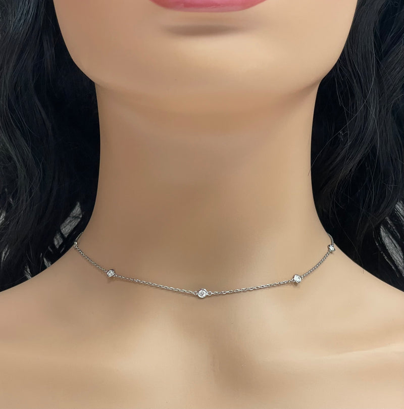 Diamonds by the Yard Station Necklace (0.86 ct Diamonds) in White Gold