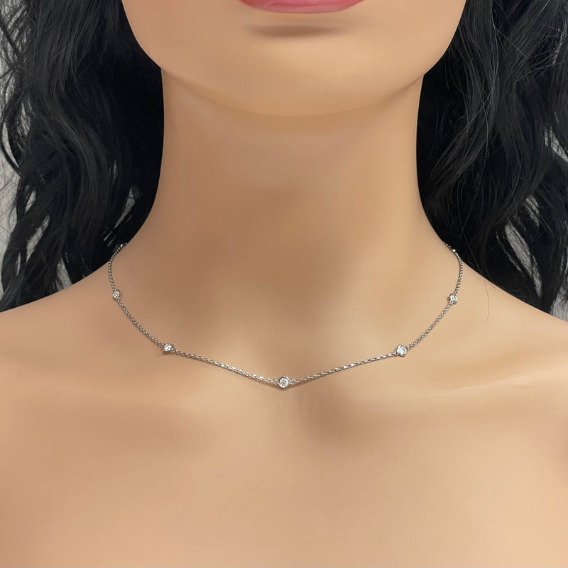 Diamonds by the Yard Station Necklace (0.86 ct Diamonds) in White Gold
