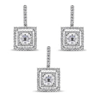 Gatsby Diamond Earrings & Pendant Set (3.89 ct Diamonds) in White Gold