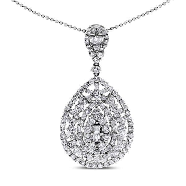 Olivia Drop Pendant (2.72 ct Diamonds) in White Gold