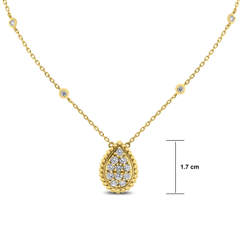 Pear Drop Pendant Necklace (0.85 ct Diamonds) in Yellow Gold