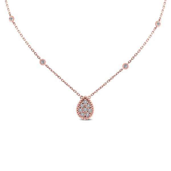 Pear Drop Mini Pendant Necklace (0.55 ct Diamonds) in Rose Gold