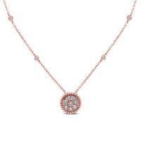 Round Pendant Necklace (0.70 ct Diamonds) in Rose Gold