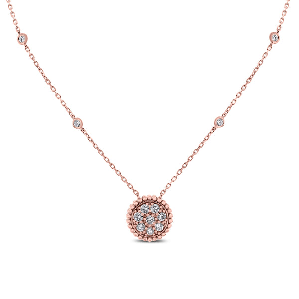 Round Pendant Necklace (0.70 ct Diamonds) in Rose Gold