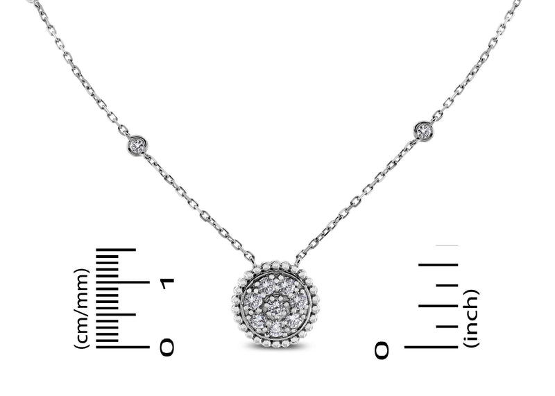 Round Pendant Necklace (0.70 ct Diamonds) in White Gold