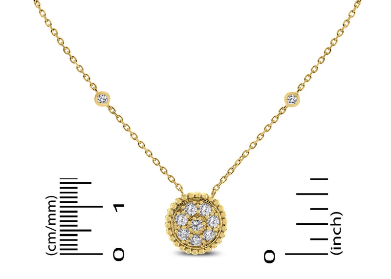 Round Pendant Necklace (0.70 ct Diamonds) in Yellow Gold