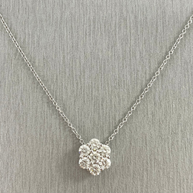 Flower Cluster Diamond Pendant (0.60 ct Diamonds) in White Gold