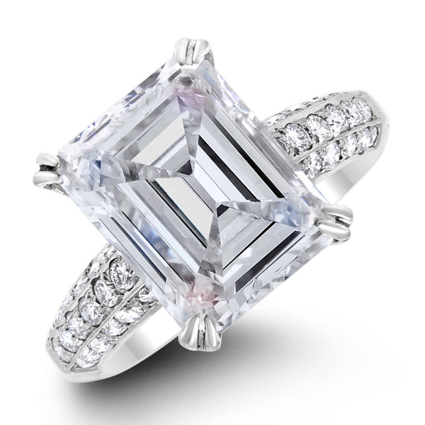 Ice Engagement Ring (5.01 Emerald Cut HSI2 GIA Diamond) in White Gold