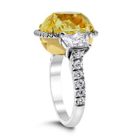 Elan Engagement Ring (9.77 ct Cushion Fancy Yellow VS1 GIA Diamond) in Platinum