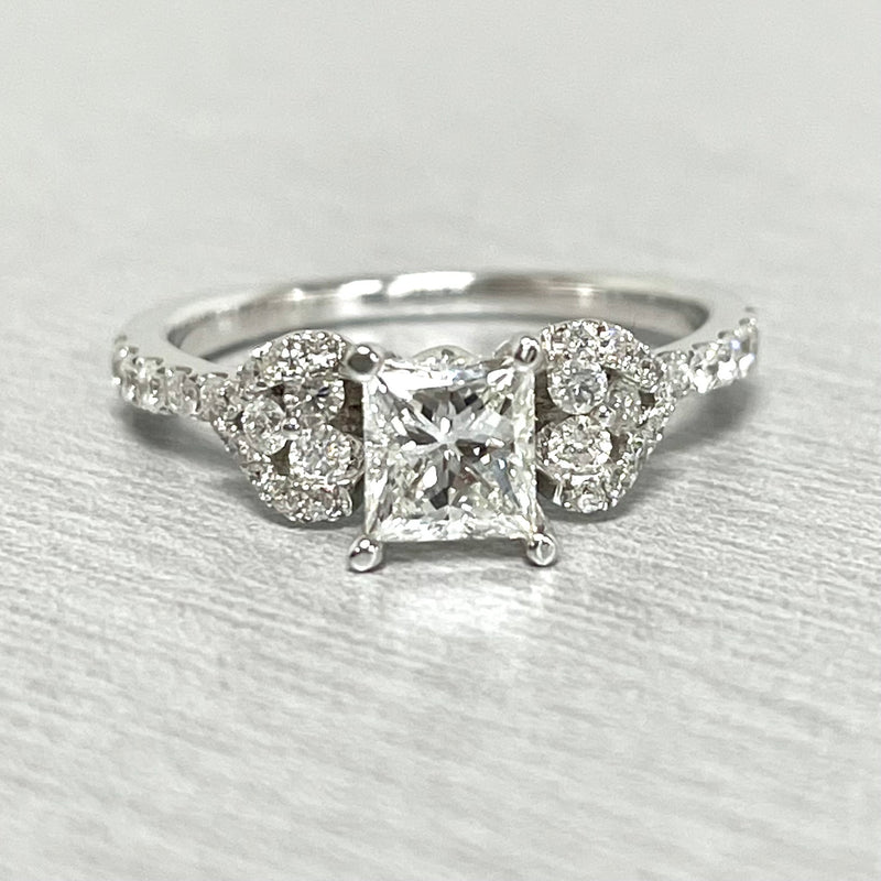 Love Engagement Ring (0.71 ct Princess GVS Diamond) in White Gold