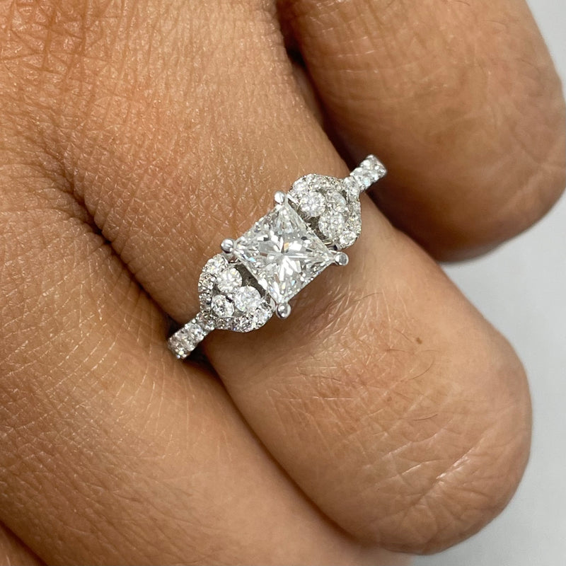 Love Engagement Ring (0.71 ct Princess GVS Diamond) in White Gold
