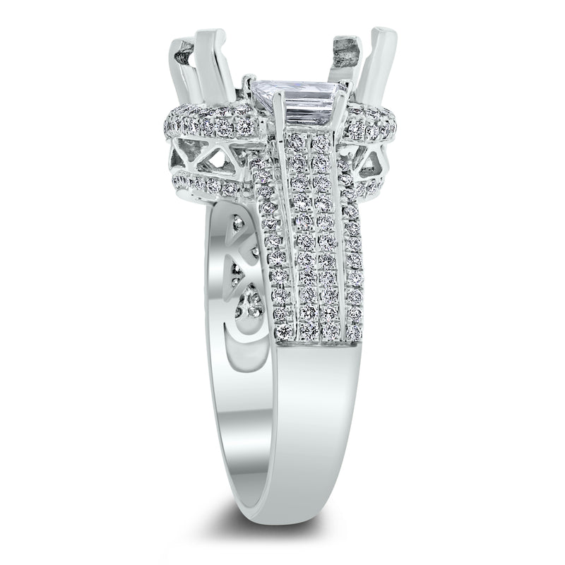 Rebel Engagement Setting for a 3.5 ct Emerald Cut (1.39 ct Diamonds) in White Gold