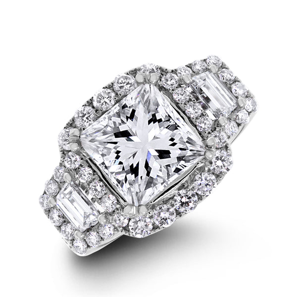 Gladys Engagement Ring (3.02 ct Princess Cut HI2 EGLUSA Diamond) in White Gold