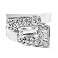 Spaces Engagement Ring (0.72 ct Emerald Cut IVS Diamond) in White Gold