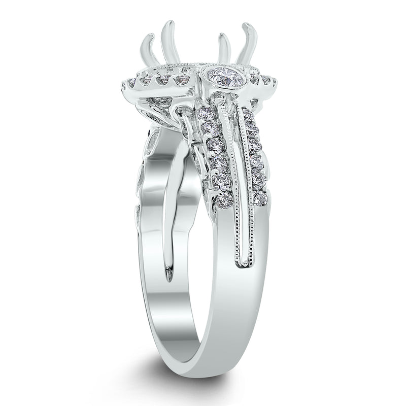 Riva Engagement Setting for a 2.4 ct Round (0.69 ct Diamonds) in White Gold