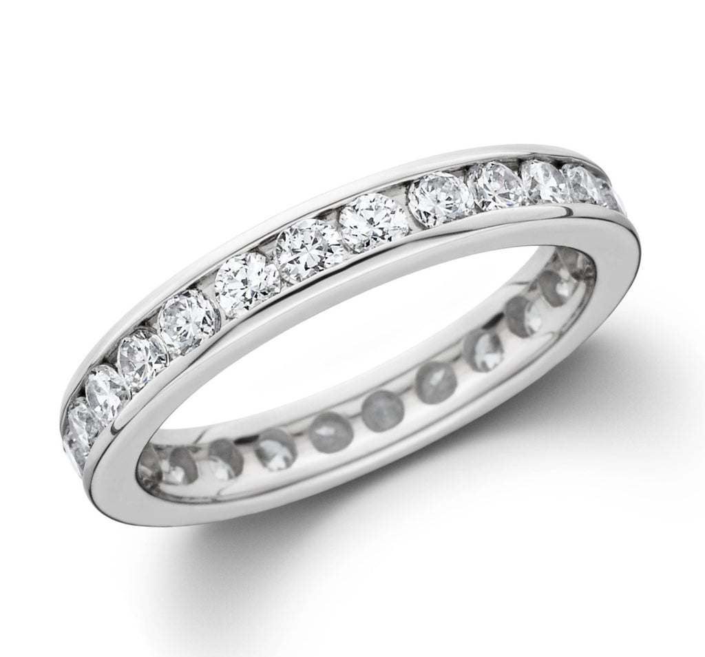 Channel Set Eternity Band (1.30 ct Diamonds) in White Gold – Beauvince