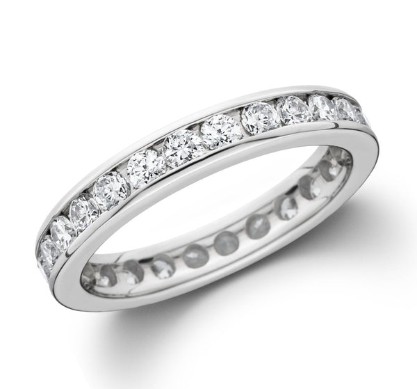 Channel Set Eternity Band (1.30 ct Diamonds) in White Gold