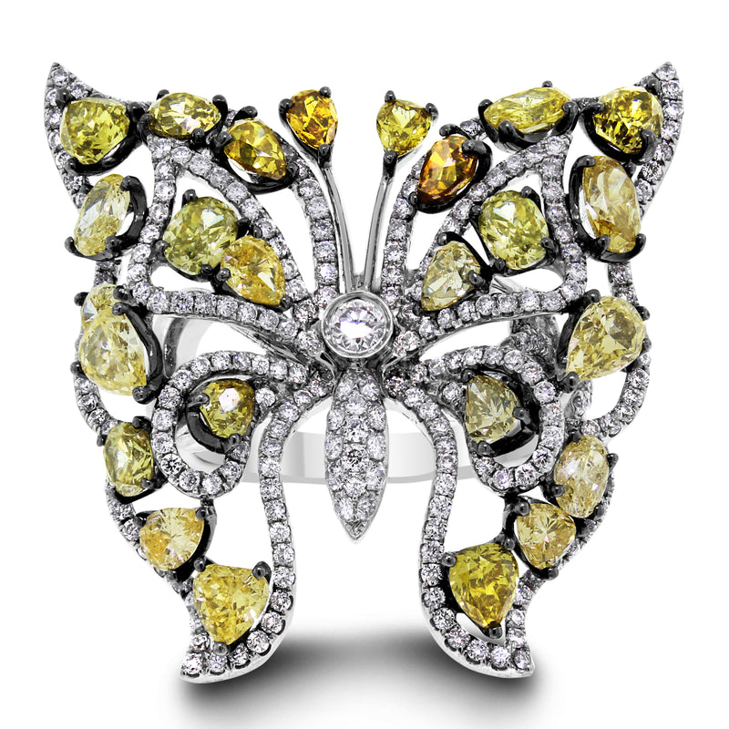 Butterfly Fall Ring (4.95 ct Diamonds) in White Gold