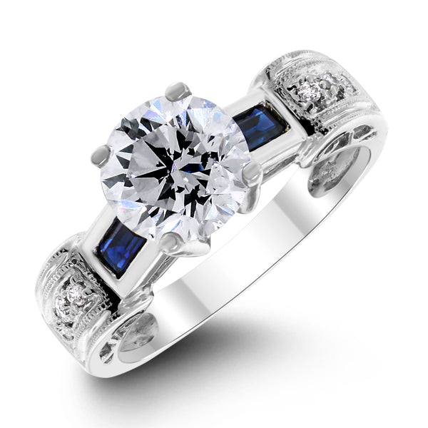 Scrolls Engagement Ring (1.41 ct Round HI1 EGLUSA Diamond) in White Gold