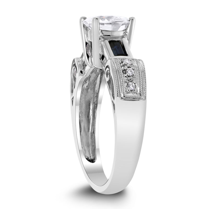 Scrolls Engagement Ring (1.41 ct Round HI1 EGLUSA Diamond) in White Gold
