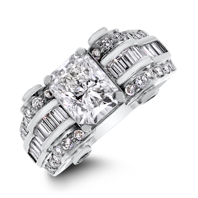Memiore Engagement Ring (2.14 Radiant KSI2 EGLUSA Diamond) in White Gold