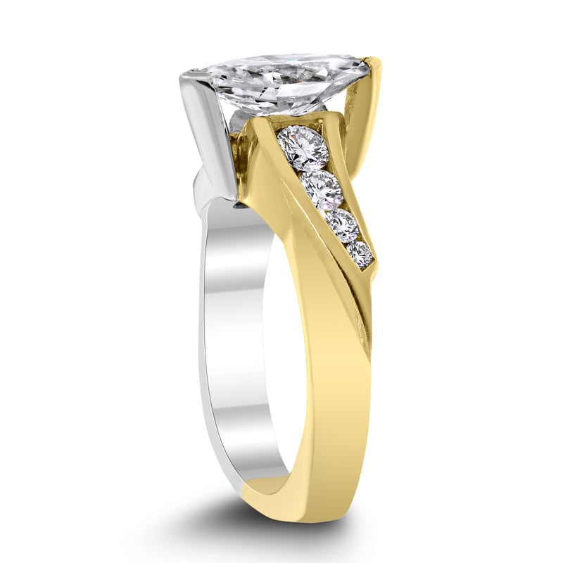 Yin & Yang Engagement Ring (1.64 ct Marquise GI1 EGLUSA Diamond) in Gold & Platinum