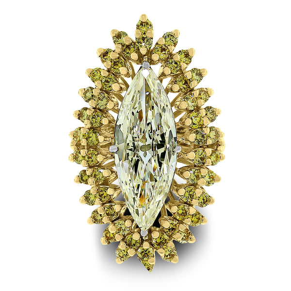 Marquise Diamond Halo Ring (3.75 ct Diamonds) in Gold