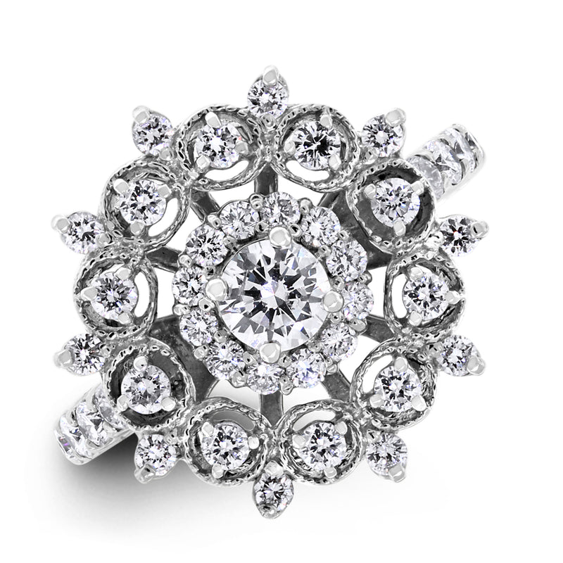Snowflakes Diamond Ring (1.26 ct Diamonds) in White Gold