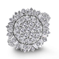 Sun Burst Diamond Ring (2.57 ct Diamonds) in White Gold