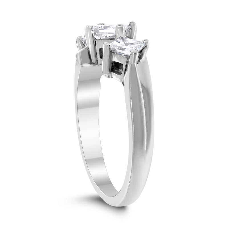 Trinity Engagement Ring (1.20 ct Princess Cut Diamonds) in White Gold