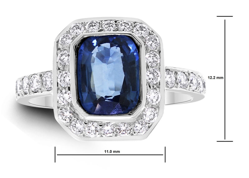 Deep Blue Sea Sapphire & Diamond Ring (2.26 ct Sapphires & Diamonds) in White Gold
