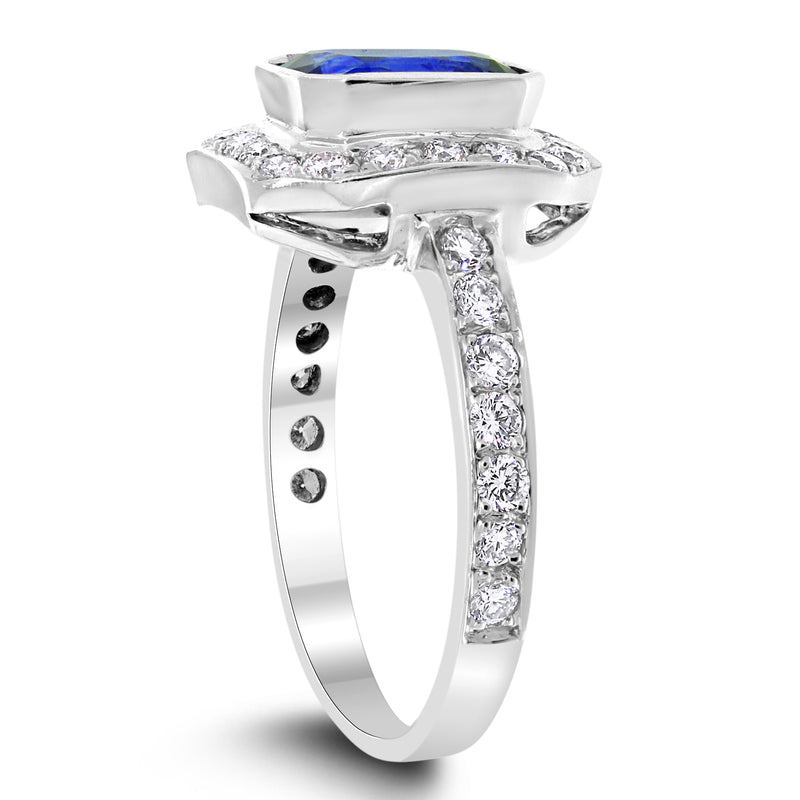 Deep Blue Sea Sapphire & Diamond Ring (2.26 ct Sapphires & Diamonds) in White Gold
