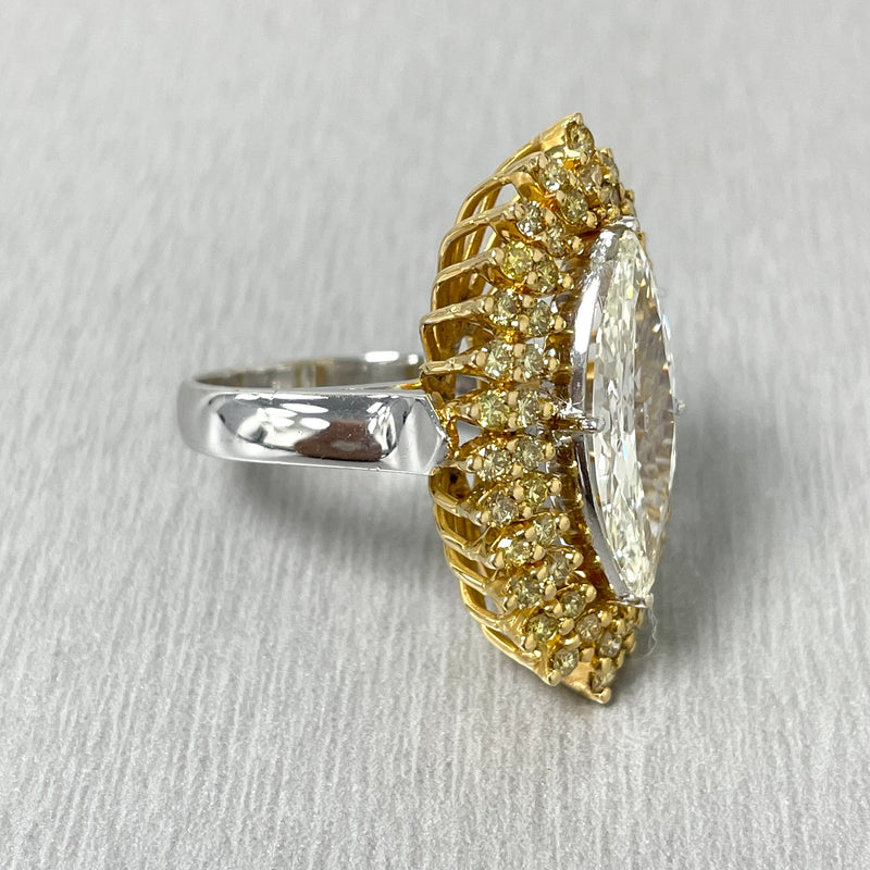 Marquise Diamond Halo Ring (3.75 ct Diamonds) in Gold