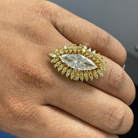 Marquise Diamond Halo Ring (3.75 ct Diamonds) in Gold
