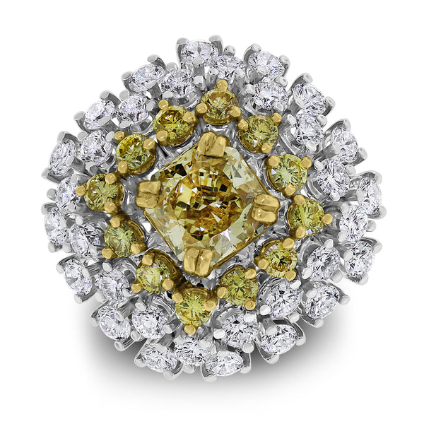 Genelia Yellow Diamond Solitaire Cocktail Ring (3.44 ct Diamonds) in Gold