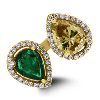2 Way Emerald & Diamond Ring (3.88 ct Emeralds & Diamonds) in Yellow Gold