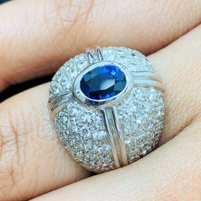 Starry Crossroads Diamond & Sapphire Ring (3.60 ct Sapphire & Diamonds) in White Gold