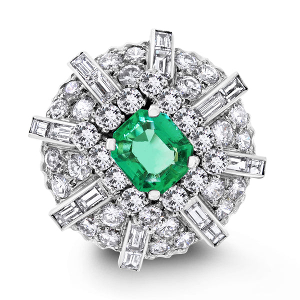 Colombia Emerald & Diamond Ring (5.20 cts Emerald & Diamonds) in Platinum