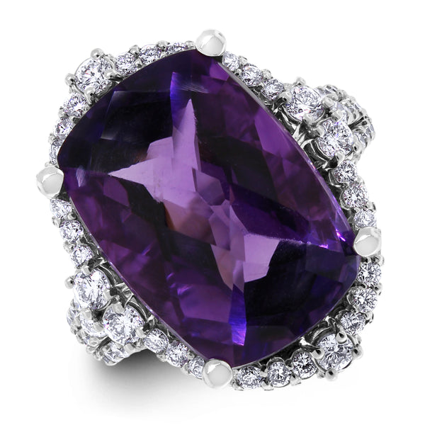 Purple Crush Amethyst Ring (10.47 ct Amethyst & Diamonds) in White Gold