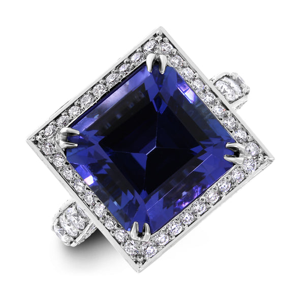 Beauvince Violet Chameleon Ring (8.92 ct Tanzanite & Diamonds) in White Gold