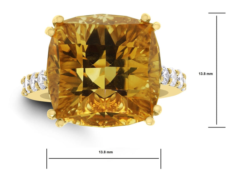 Pot of Gold Citrine Ring (13.44 ct Citrine & Diamonds) in Yellow Gold